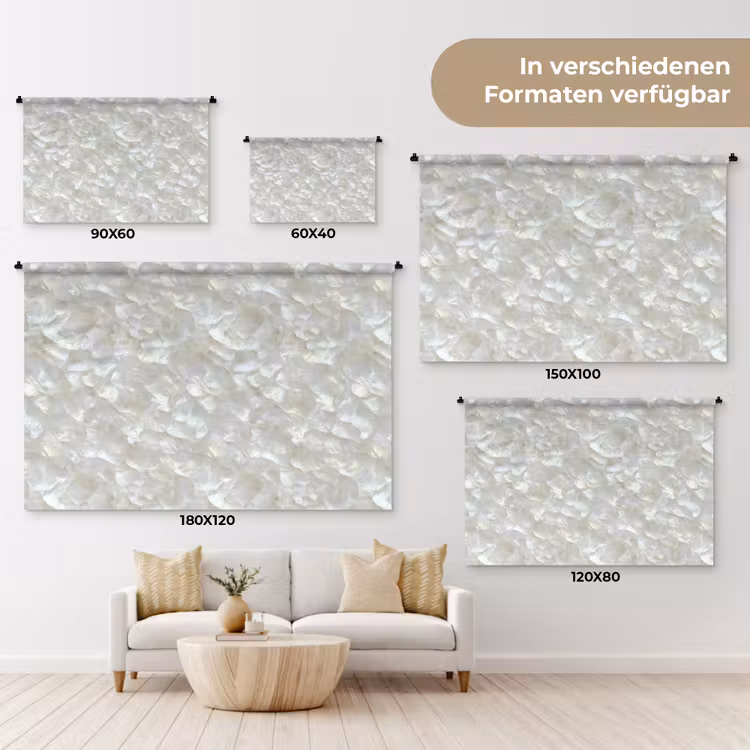 Parelmoerglans - Wit - Schelp Wandkleed katoen klein 269 -tsfeer8_DE