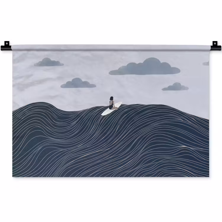 Persoon - Surfen - Oceaan - Natuur - Modern Wandkleed katoen klein -zz3d