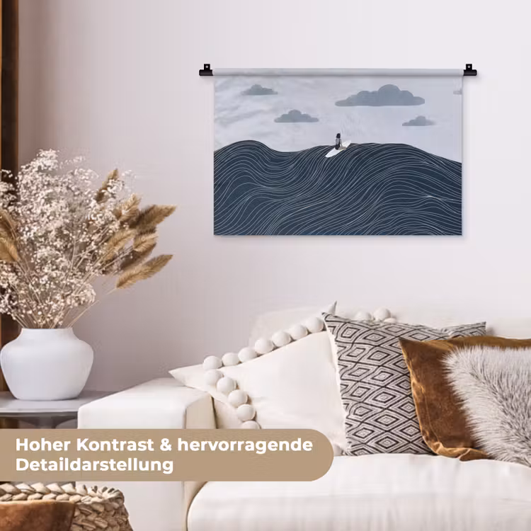 Persoon - Surfen - Oceaan - Natuur - Modern Wandkleed katoen klein -tsfeer1_DE