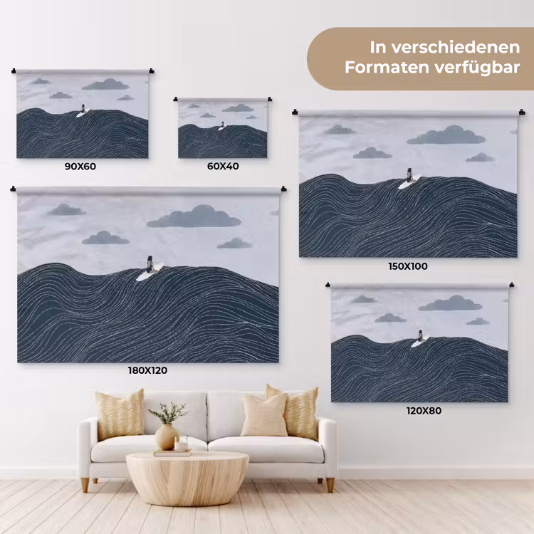 Persoon - Surfen - Oceaan - Natuur - Modern Wandkleed katoen klein -tsfeer8_DE