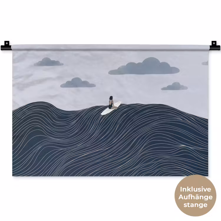 Persoon - Surfen - Oceaan - Natuur - Modern Wandkleed katoen klein -t3d_DE