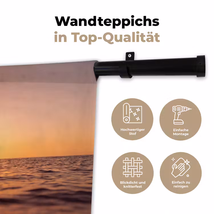 Persoon - Surfen - Zonsondergang - Zee - Oranje Wandkleed katoen klein -tsfeer2_DE