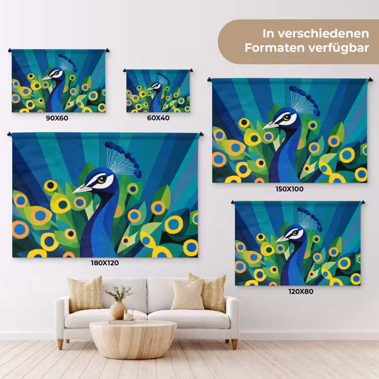Pauw - Cirkels - Blauw Wandkleed katoen klein -tsfeer8_DE