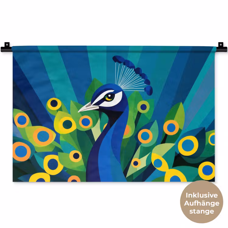 Pauw - Cirkels - Blauw Wandkleed katoen klein -t3d_DE