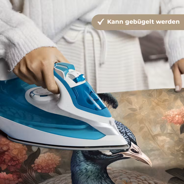 Pauw - Vogel - Bloemen - Planten - Pauwenveren Wandkleed katoen klein -tsfeer9_DE