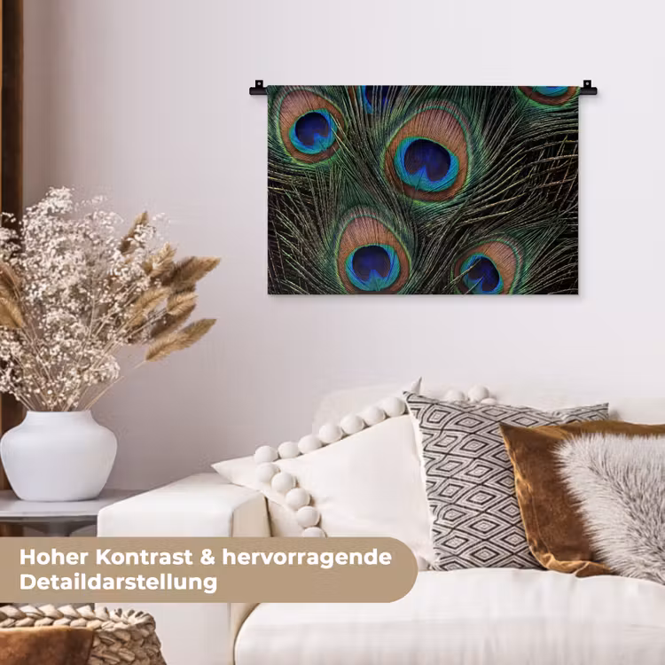 Pauwenveren - Klassiek - Groen Wandkleed katoen klein -tsfeer1_DE