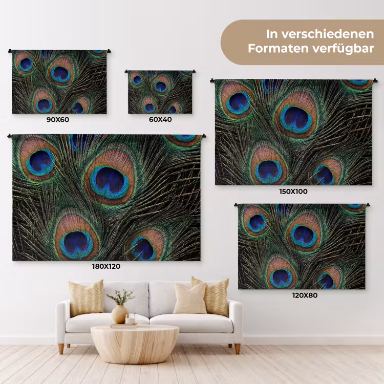Pauwenveren - Klassiek - Groen Wandkleed katoen klein -tsfeer8_DE