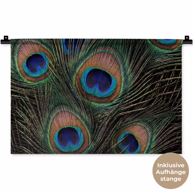 Pauwenveren - Klassiek - Groen Wandkleed katoen klein -t3d_DE