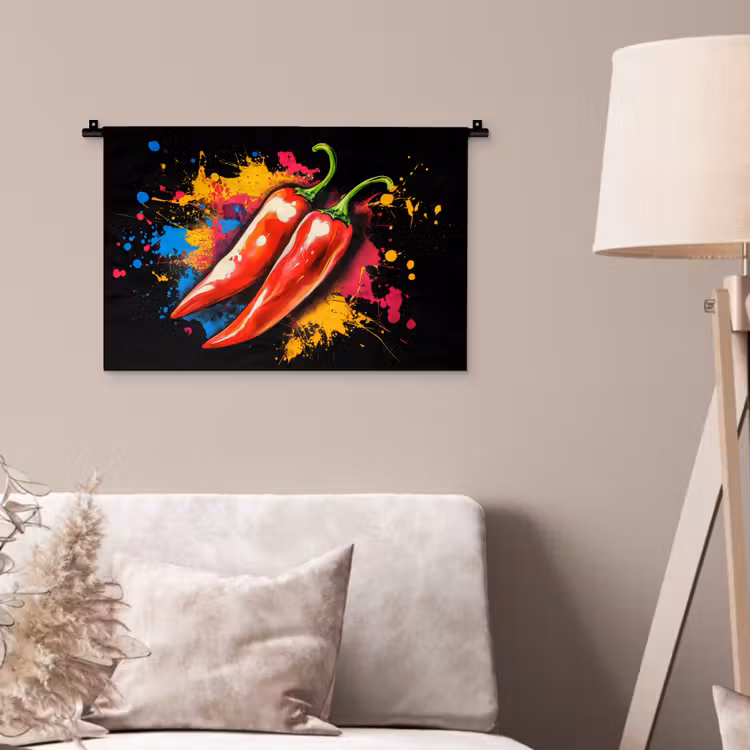 Peper - Graffiti - Verf - Abstract - Modern - Kleurrijk Wandkleed katoen klein -sfeer4