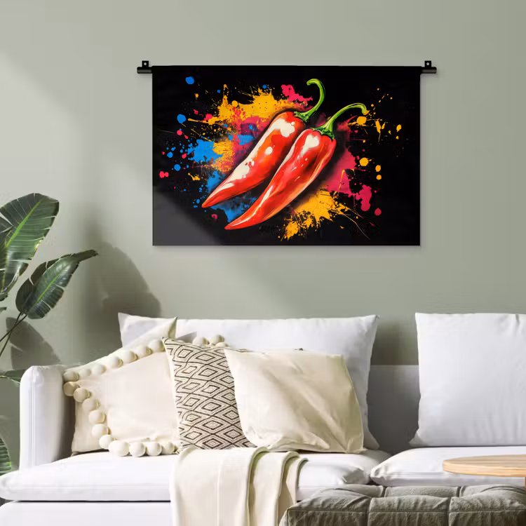 Peper - Graffiti - Verf - Abstract - Modern - Kleurrijk Wandkleed katoen klein -sfeer7