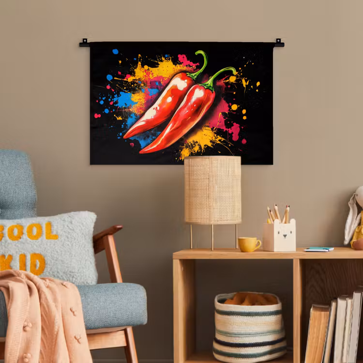 Peper - Graffiti - Verf - Abstract - Modern - Kleurrijk Wandkleed katoen klein -wsfeer4_kind