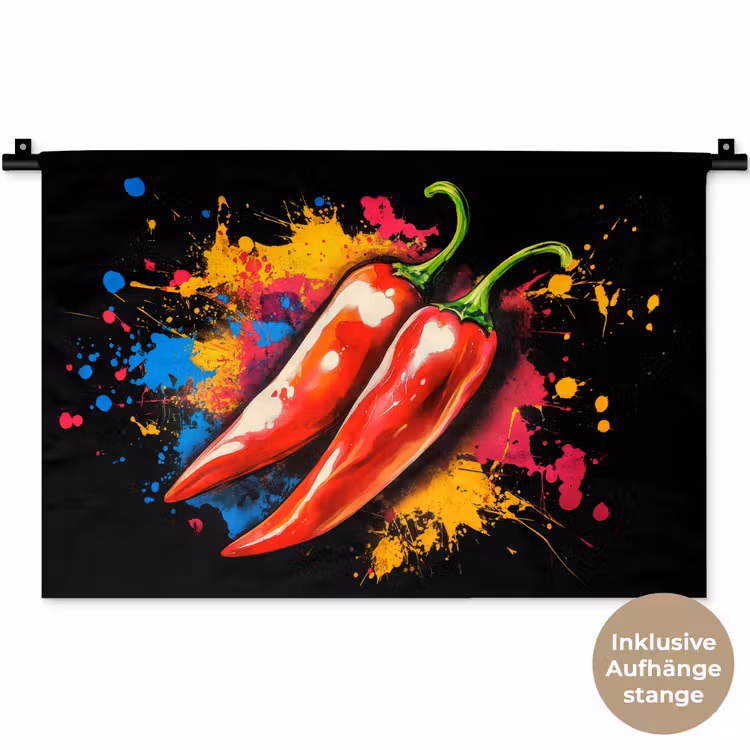 Peper - Graffiti - Verf - Abstract - Modern - Kleurrijk Wandkleed katoen klein -t3d_DE