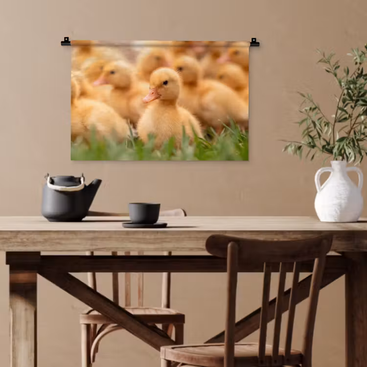 Pijltje - Eend - Natuur - Geel Wandkleed katoen klein -sfeer6