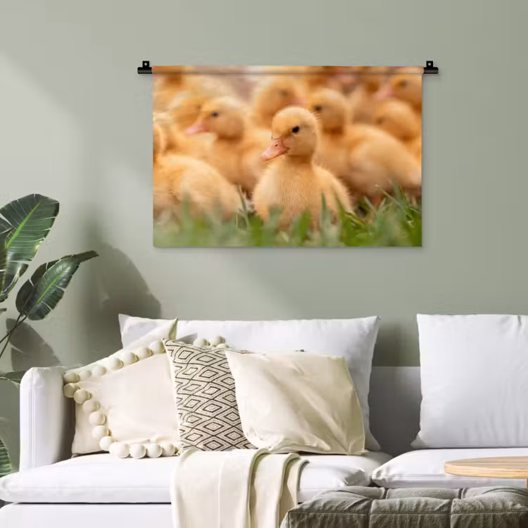 Pijltje - Eend - Natuur - Geel Wandkleed katoen klein -sfeer7