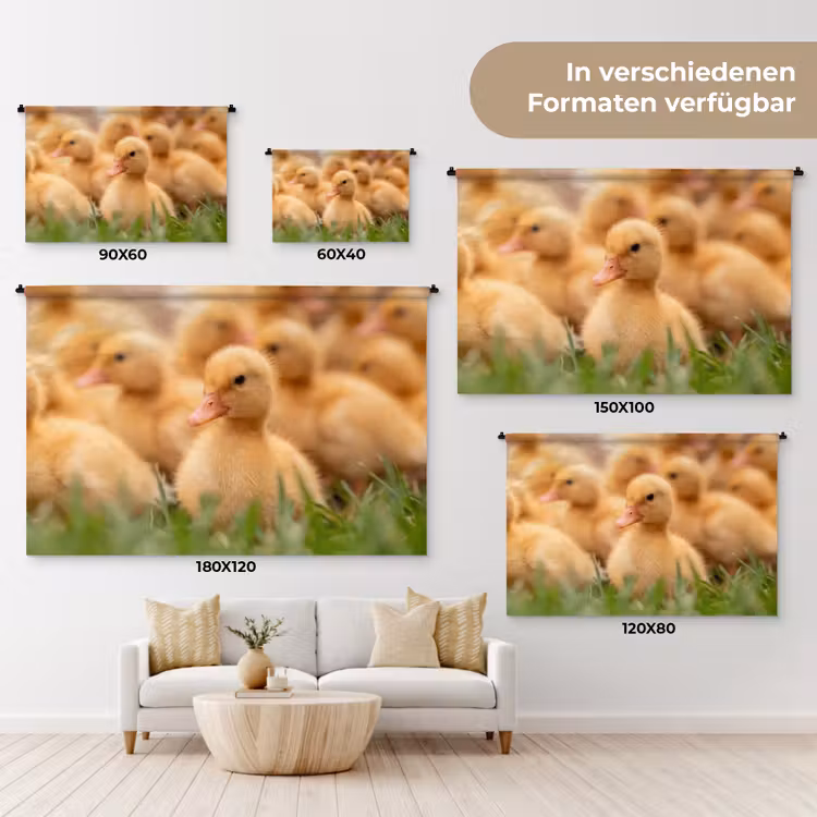 Pijltje - Eend - Natuur - Geel Wandkleed katoen klein -tsfeer8_DE