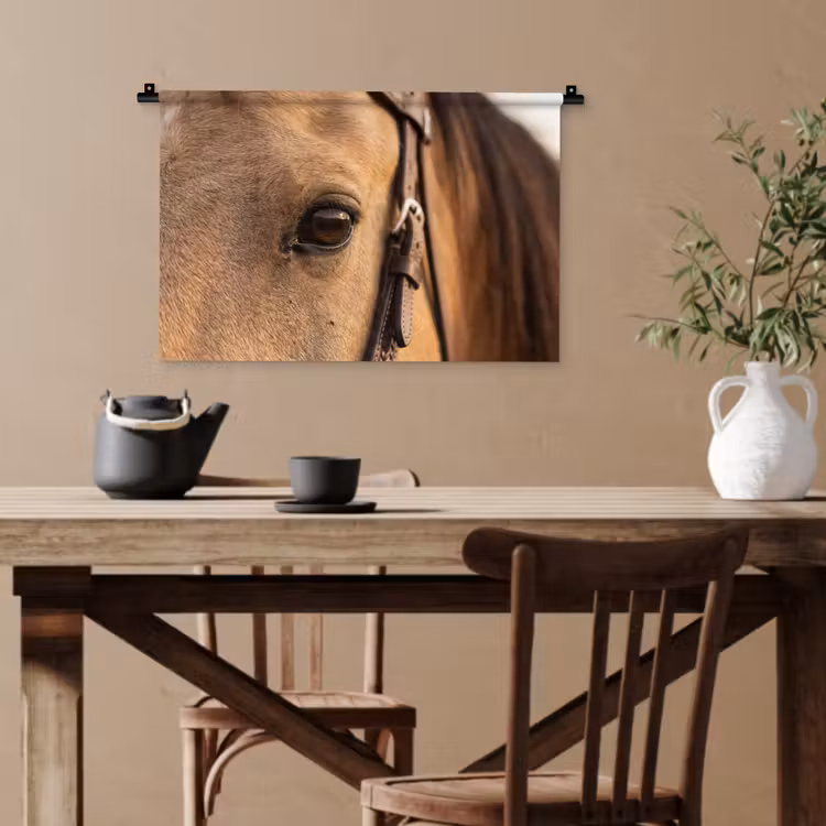 Paard - Oog - Bruin Wandkleed katoen klein -sfeer6
