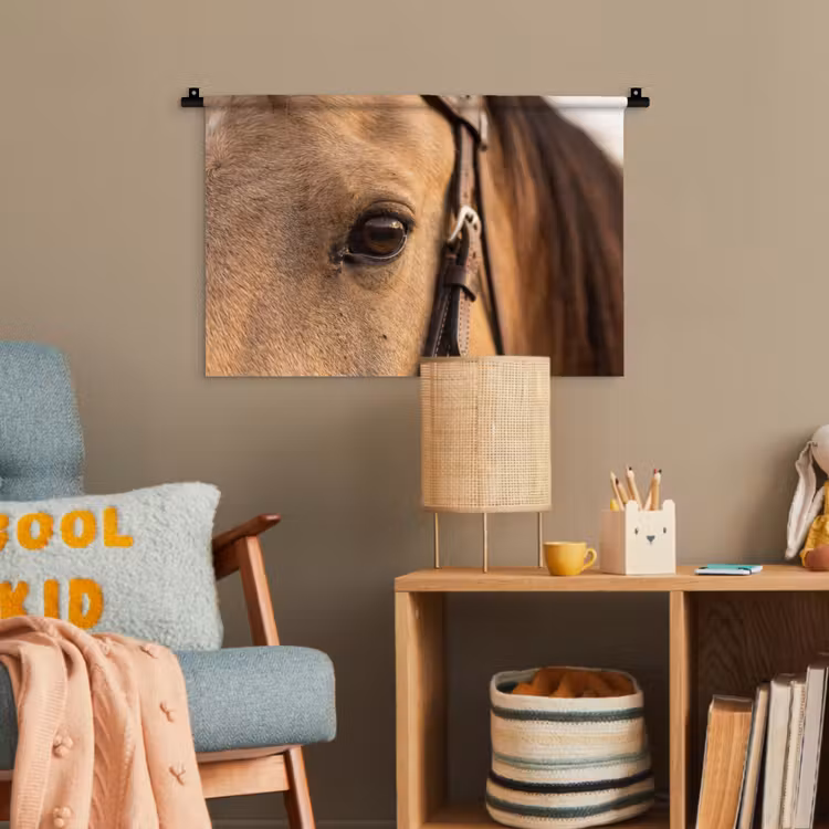 Paard - Oog - Bruin Wandkleed katoen klein -wsfeer4_kind