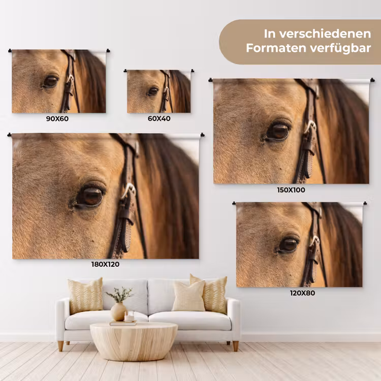 Paard - Oog - Bruin Wandkleed katoen klein -tsfeer8_DE