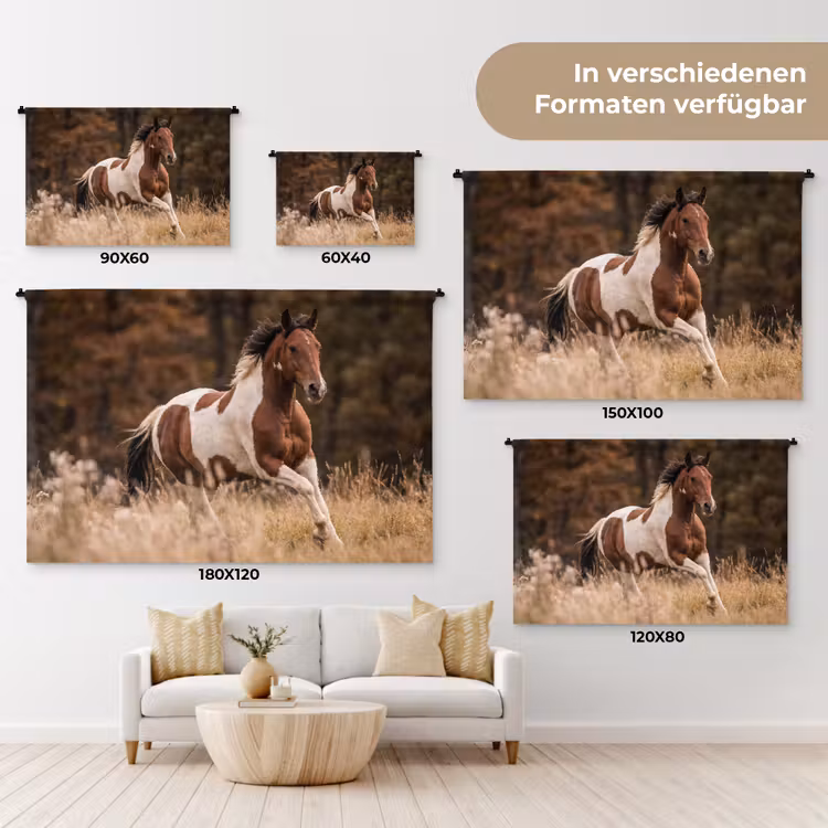 Paard - Bruin - Gras Wandkleed katoen klein -tsfeer8_DE