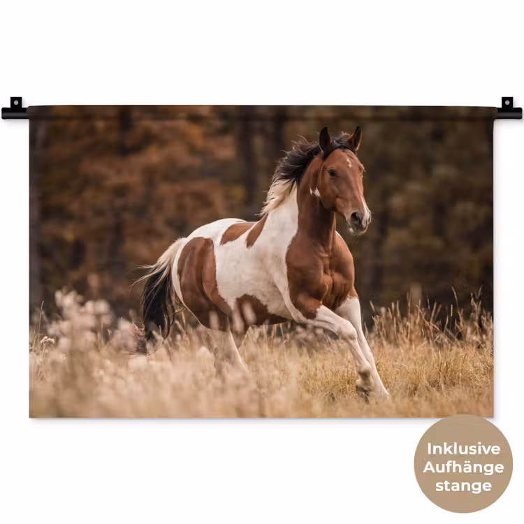Paard - Bruin - Gras Wandkleed katoen klein -t3d_DE