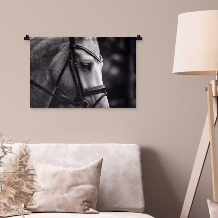 Paard - Schimmel - Portret Wandkleed katoen klein -sfeer4