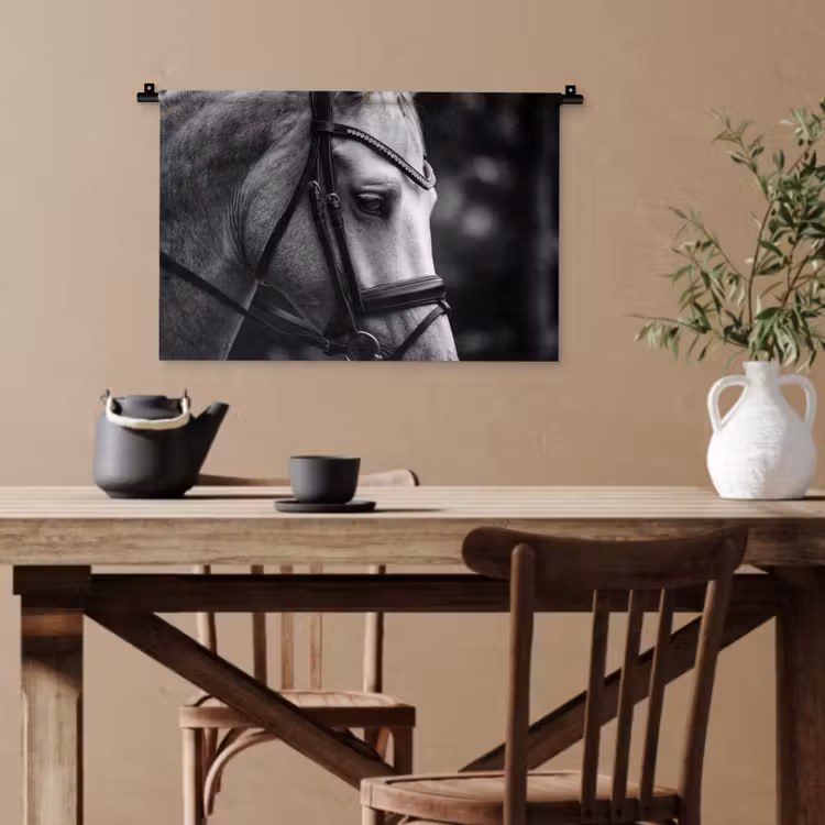 Paard - Schimmel - Portret Wandkleed katoen klein -sfeer6