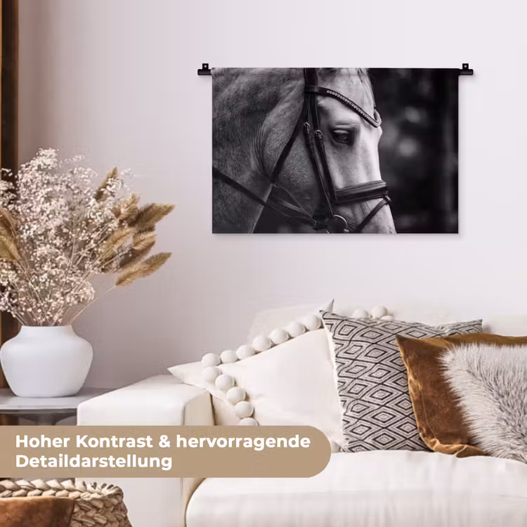Paard - Schimmel - Portret Wandkleed katoen klein -tsfeer1_DE