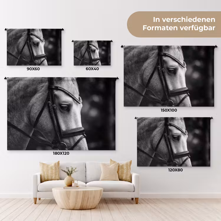 Paard - Schimmel - Portret Wandkleed katoen klein -tsfeer8_DE