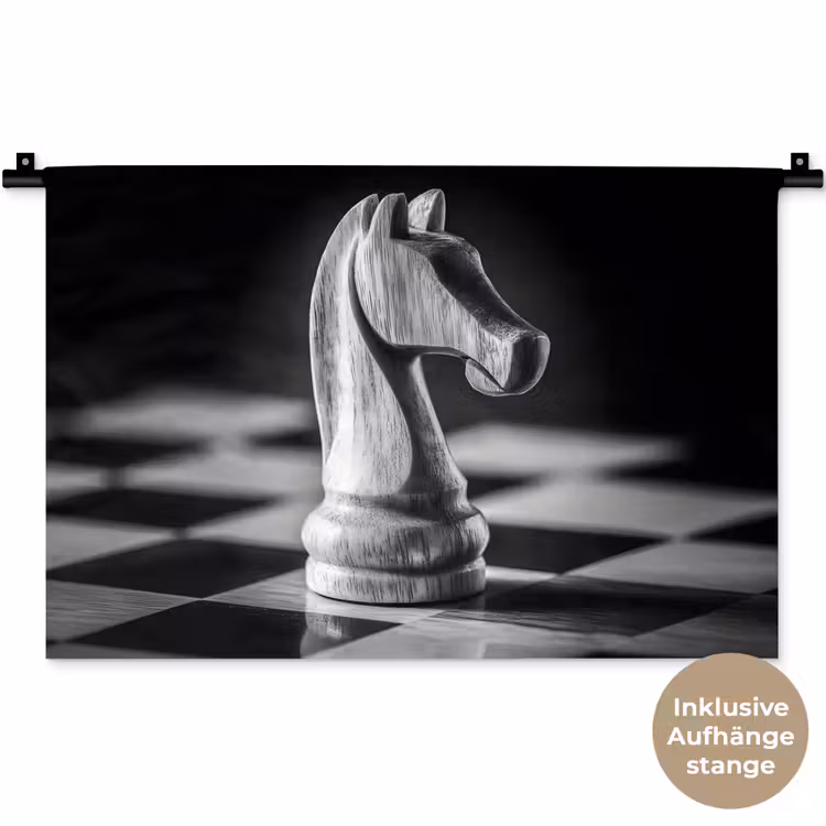 Paard - Hout - Schaalbord - Zwart Wandkleed katoen klein -t3d_DE