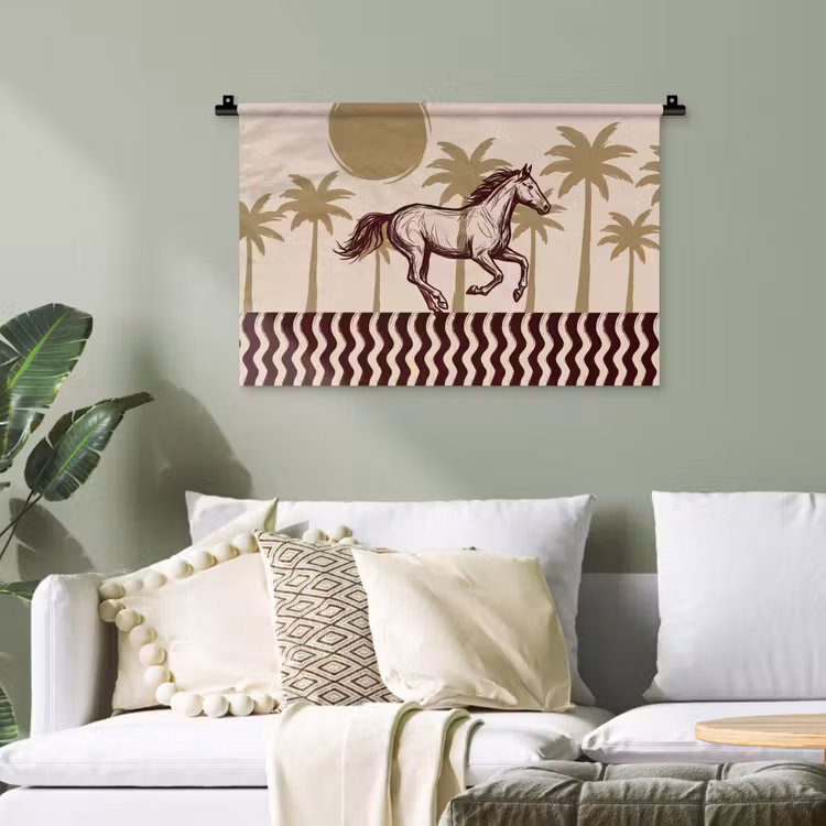 Paard - Galopperend - Woestijn - Illustratie Wandkleed katoen klein -sfeer7
