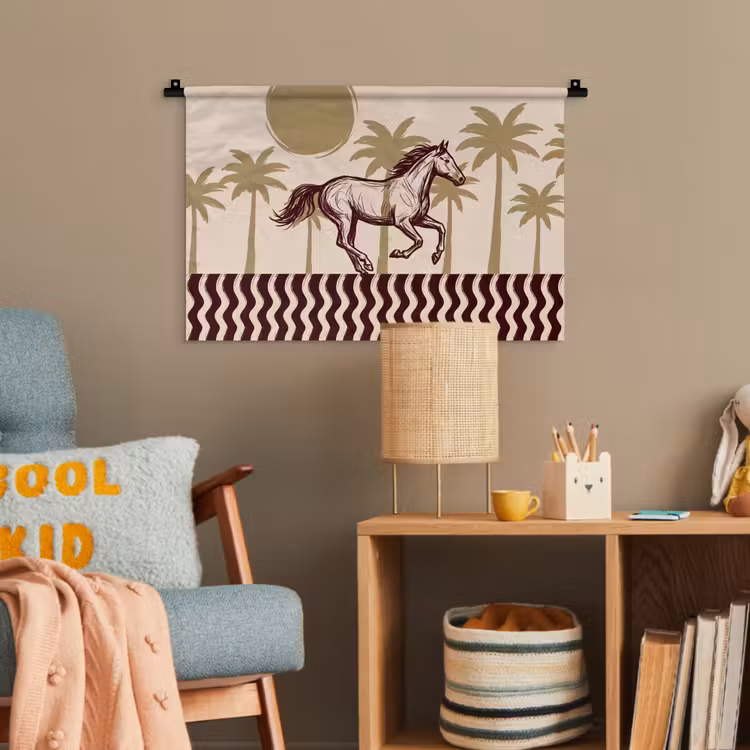 Paard - Galopperend - Woestijn - Illustratie Wandkleed katoen klein -wsfeer4_kind