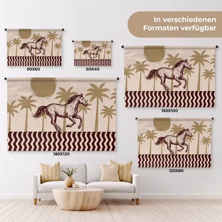 Paard - Galopperend - Woestijn - Illustratie Wandkleed katoen klein -tsfeer8_DE