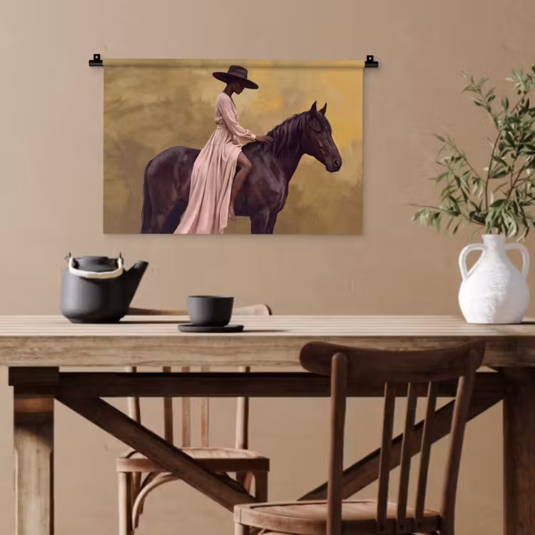 Paard - Klassiek - Oker Wandkleed katoen klein -sfeer6