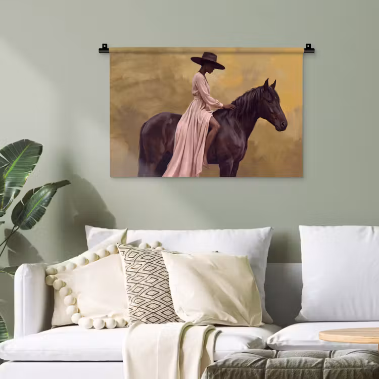 Paard - Klassiek - Oker Wandkleed katoen klein -sfeer7