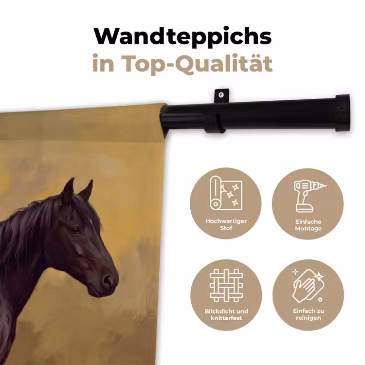 Paard - Klassiek - Oker Wandkleed katoen klein -tsfeer2_DE