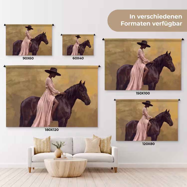 Paard - Klassiek - Oker Wandkleed katoen klein -tsfeer8_DE