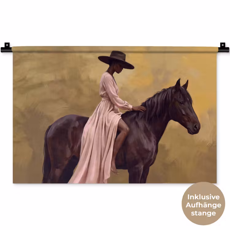 Paard - Klassiek - Oker Wandkleed katoen klein -t3d_DE