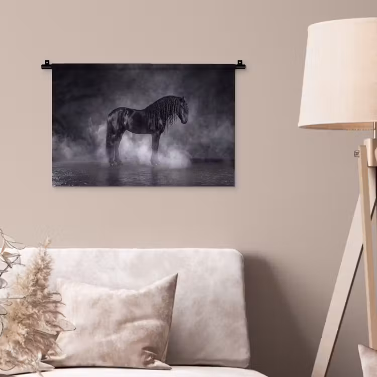 Paard - Magisch - Zwart Wandkleed katoen klein -sfeer4