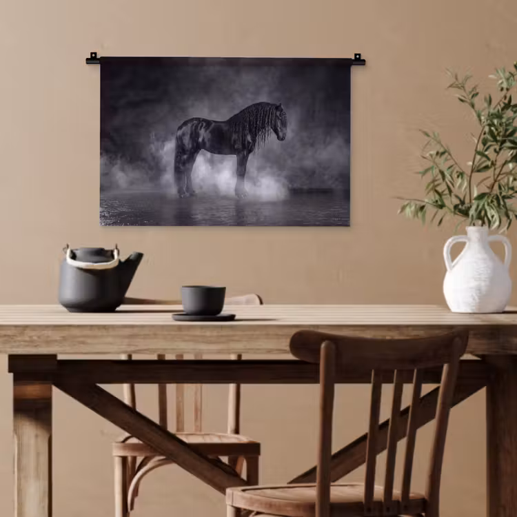 Paard - Magisch - Zwart Wandkleed katoen klein -sfeer6