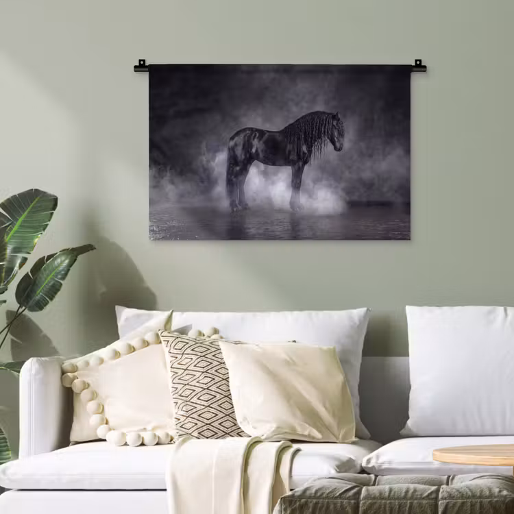 Paard - Magisch - Zwart Wandkleed katoen klein -sfeer7