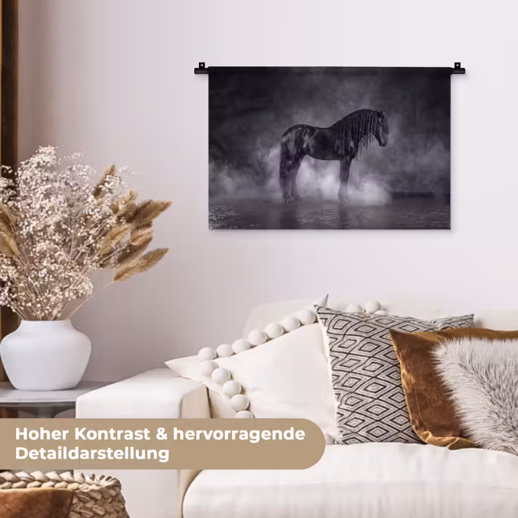 Paard - Magisch - Zwart Wandkleed katoen klein -tsfeer1_DE