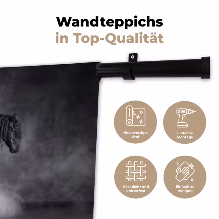 Paard - Magisch - Zwart Wandkleed katoen klein -tsfeer2_DE