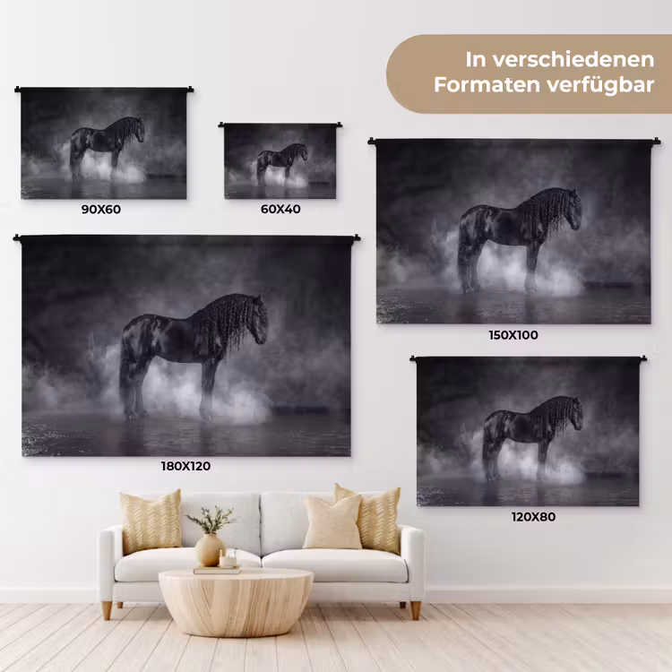 Paard - Magisch - Zwart Wandkleed katoen klein -tsfeer8_DE