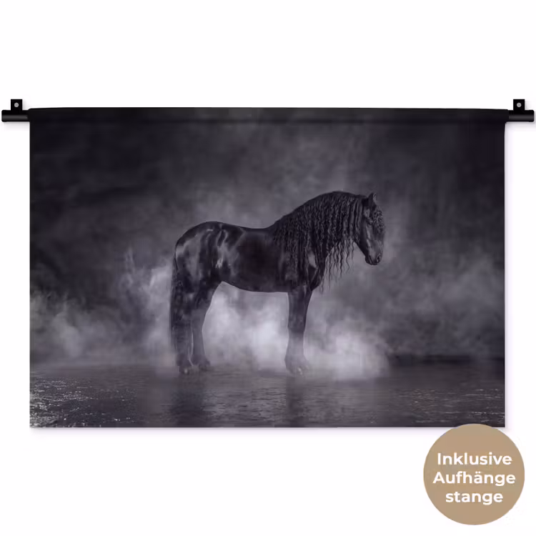 Paard - Magisch - Zwart Wandkleed katoen klein -t3d_DE