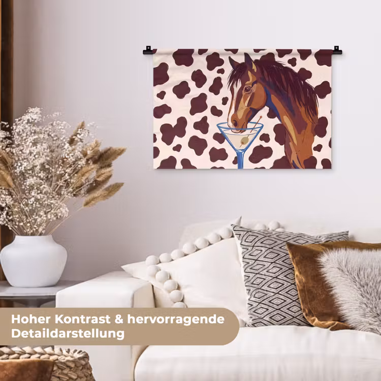 Paard - Martini - Dieren - Abstract - Bruin Wandkleed katoen klein -tsfeer1_DE