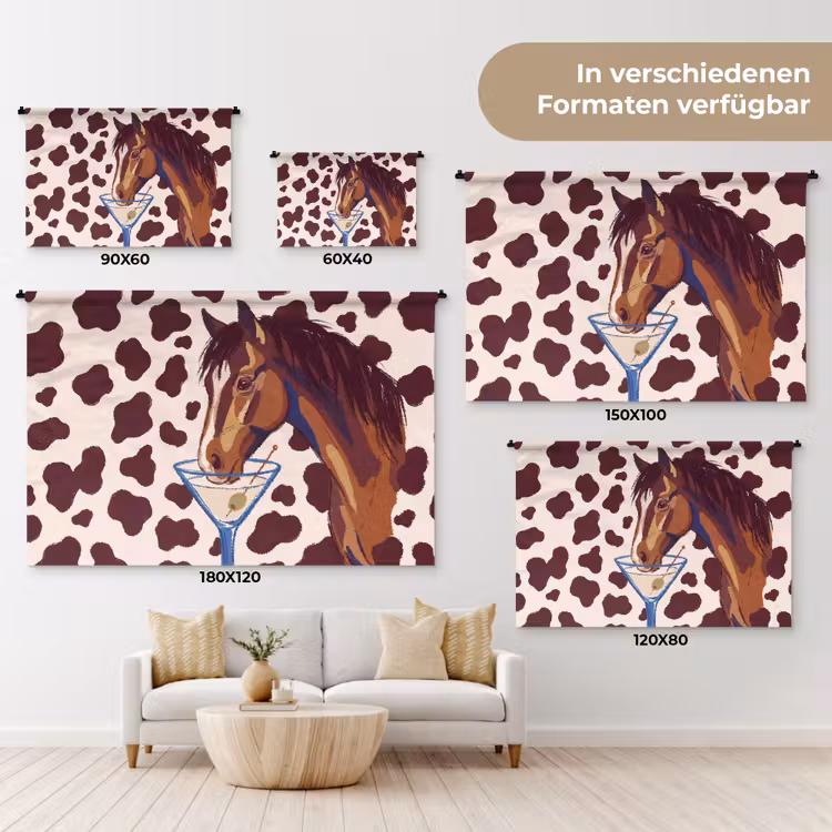 Paard - Martini - Dieren - Abstract - Bruin Wandkleed katoen klein -tsfeer8_DE