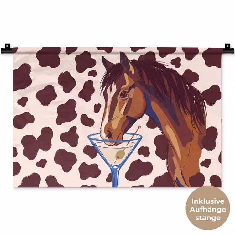 Paard - Martini - Dieren - Abstract - Bruin Wandkleed katoen klein -t3d_DE