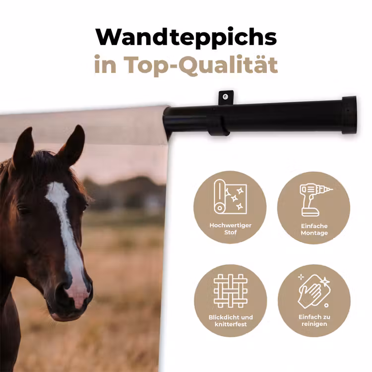 Paard - Zonsondergang - Bruin Wandkleed katoen klein -tsfeer2_DE