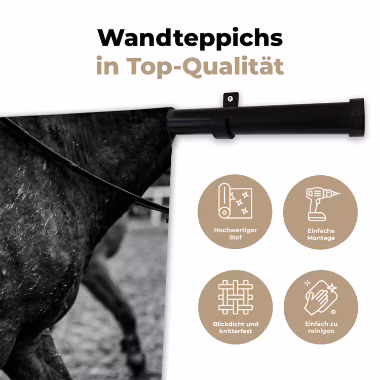 Paard - Sport - Zwart - Wit Wandkleed katoen klein -tsfeer2_DE