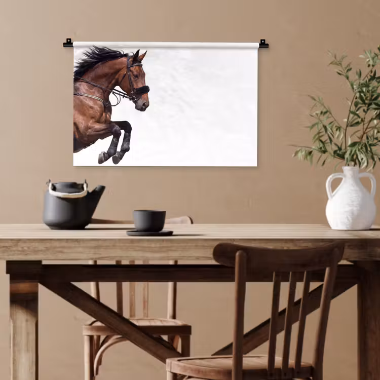Paard - Springen - Modern Wandkleed katoen klein -sfeer6